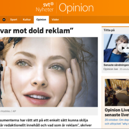 SVT- Konsumentombudsmannen: Ta ansvar mot dold reklam
